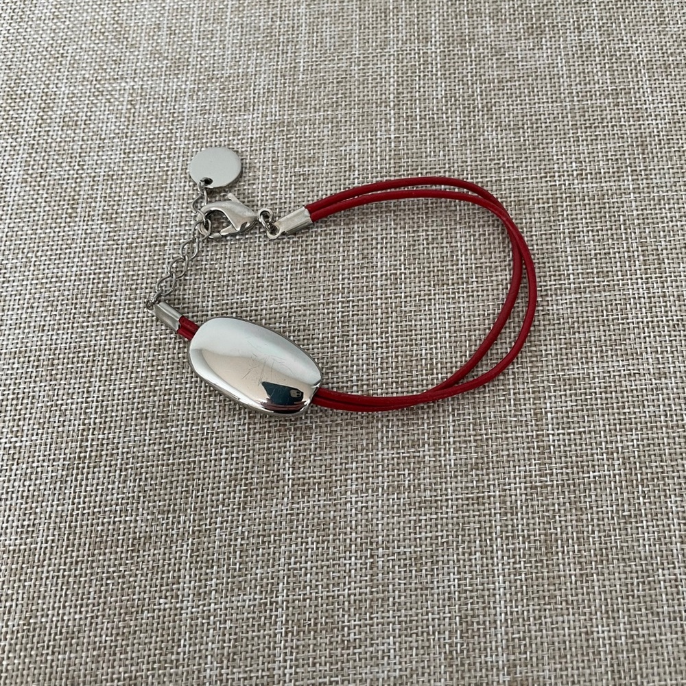 Silver and Red Bracelet